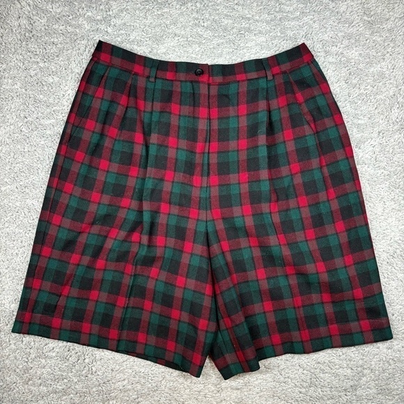 Pendleton Shorts Womens 16 Vintage Virgin Wool Made in USA Tartan Plaid Classic - Picture 1 of 3